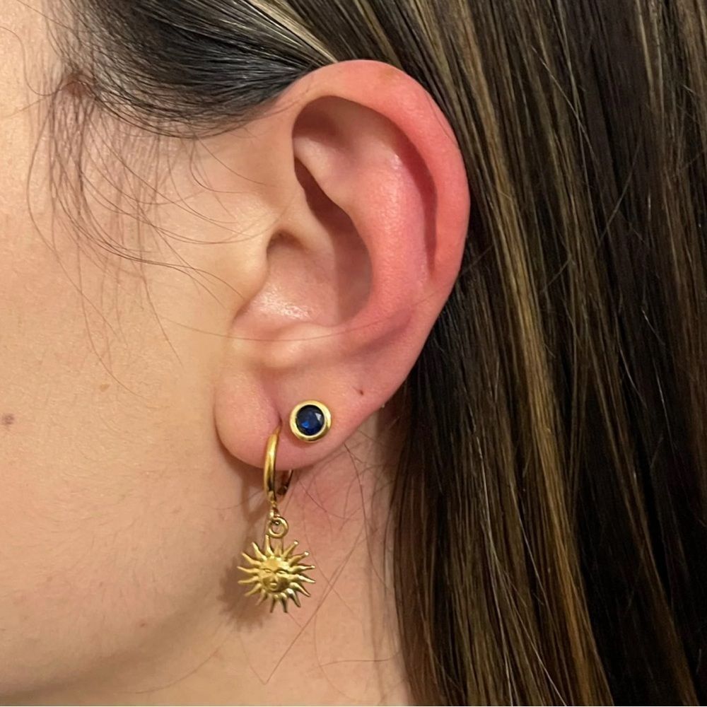 sun hoop earrings A714 - Picture 3 of 5